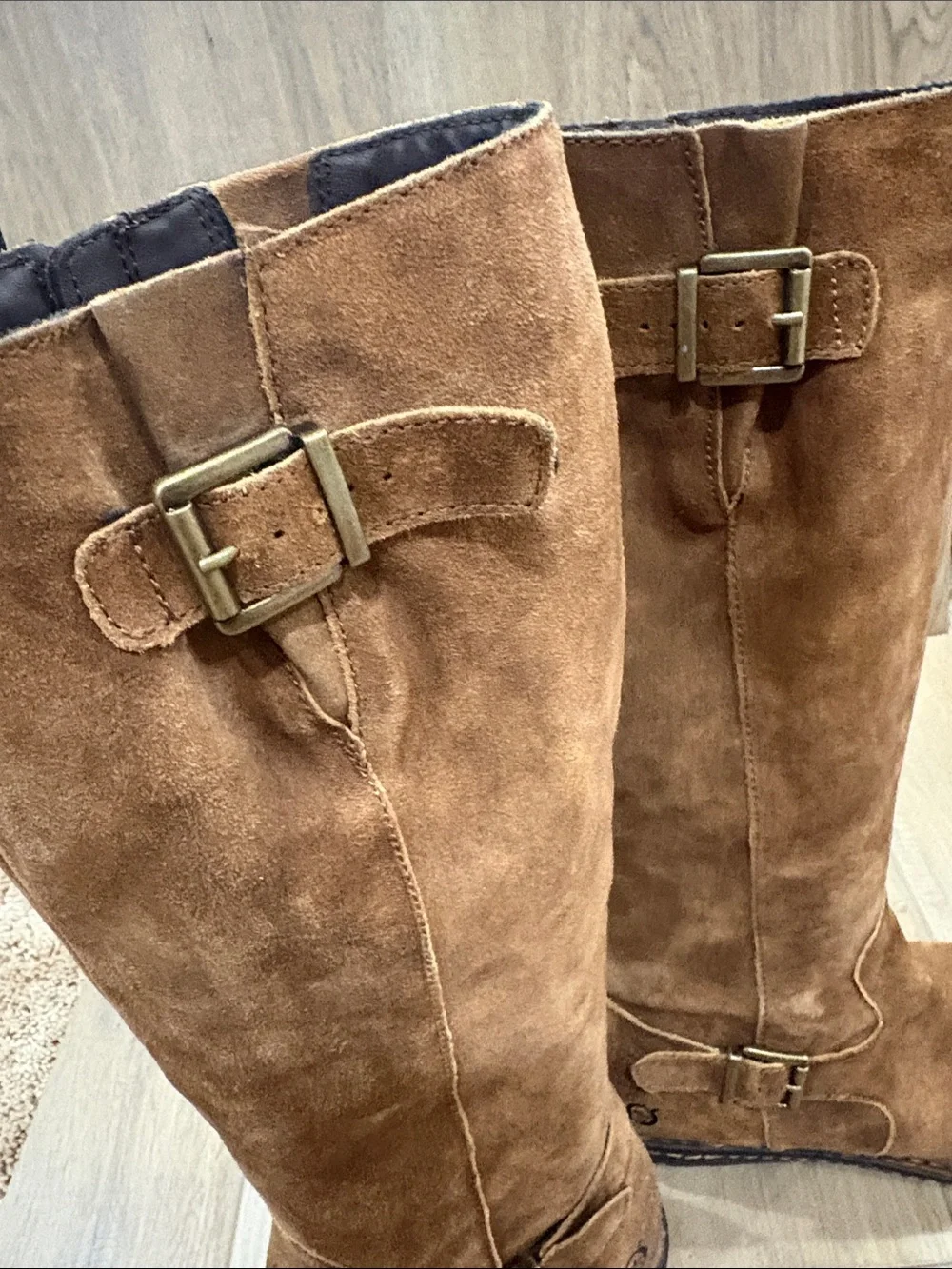 Born F35526 Joly Women's Tall Suede Riding Boots Buckle Chestnut Brown Size 10